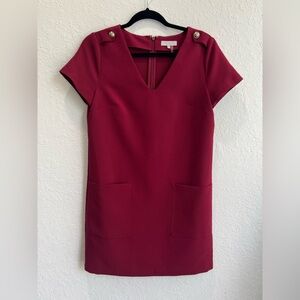 1 State Burgundy Red Mini V-Neck Dress‎ Size 4